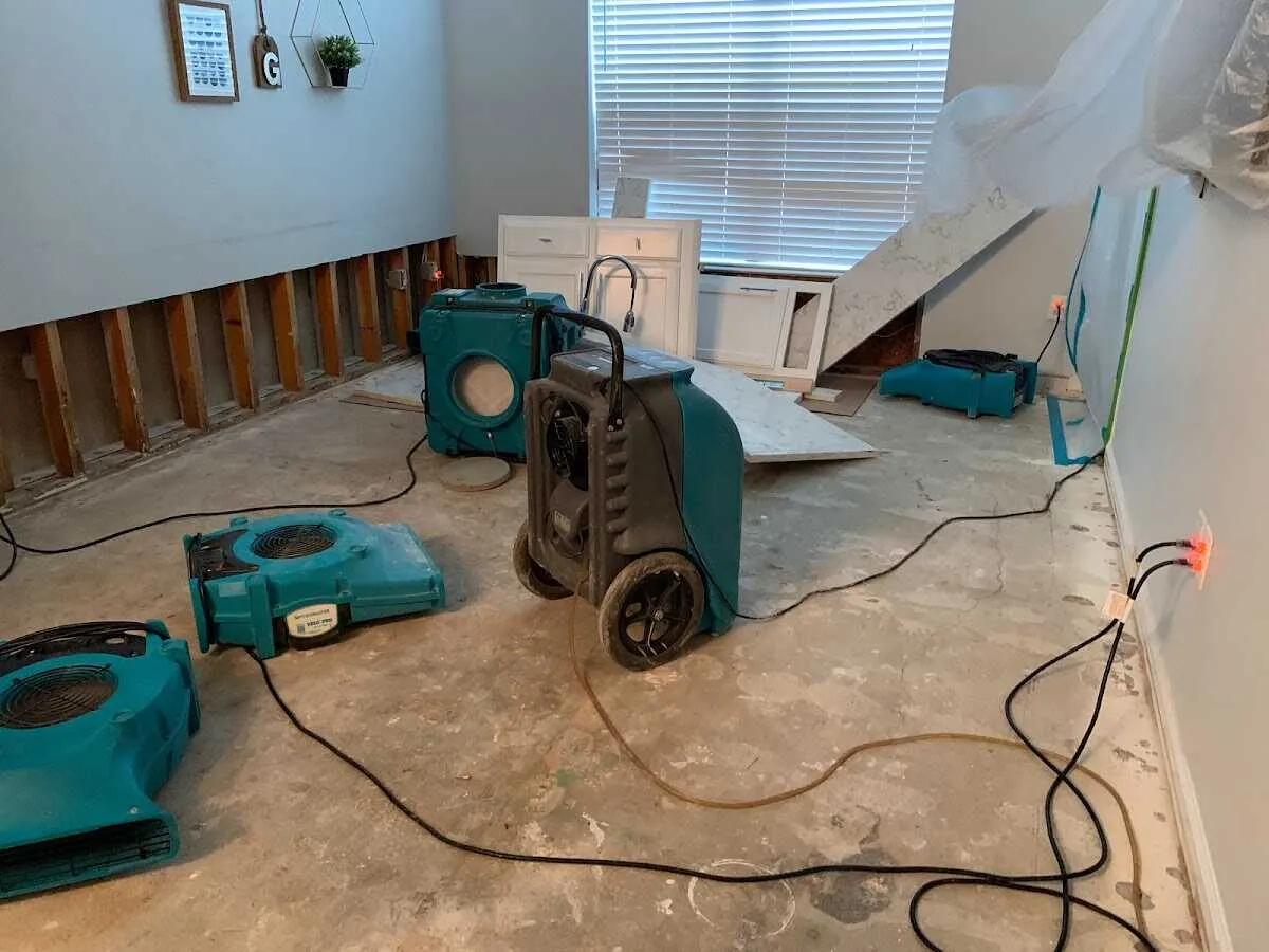 Dehumidifier in flood-cut room for Water Damage Restoration in Beekman
